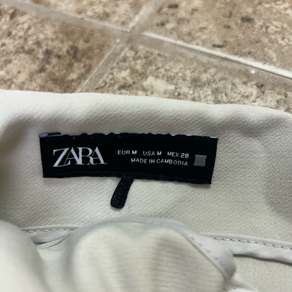 Zara Off-White High-Waisted Pants